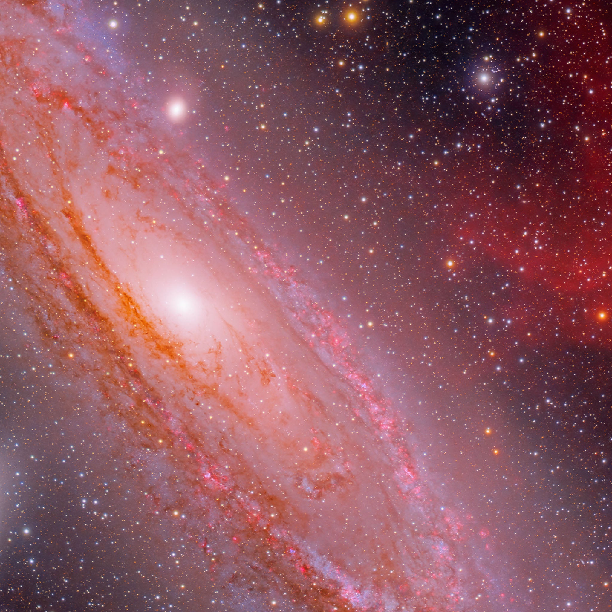 Andromeda Galaxy in Hydrogen Clouds