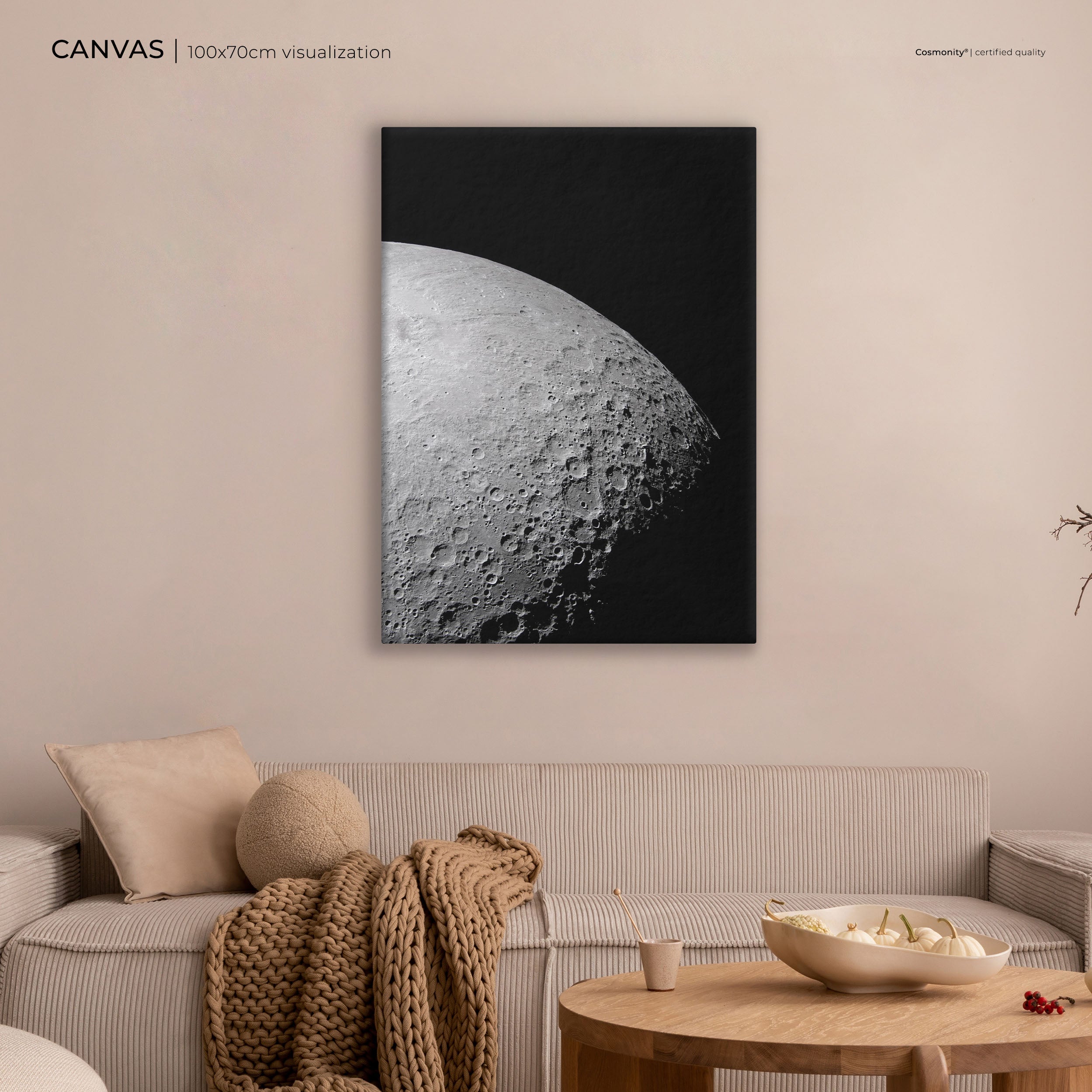 Orientale Basin at the Edge of Light canvas room visualization