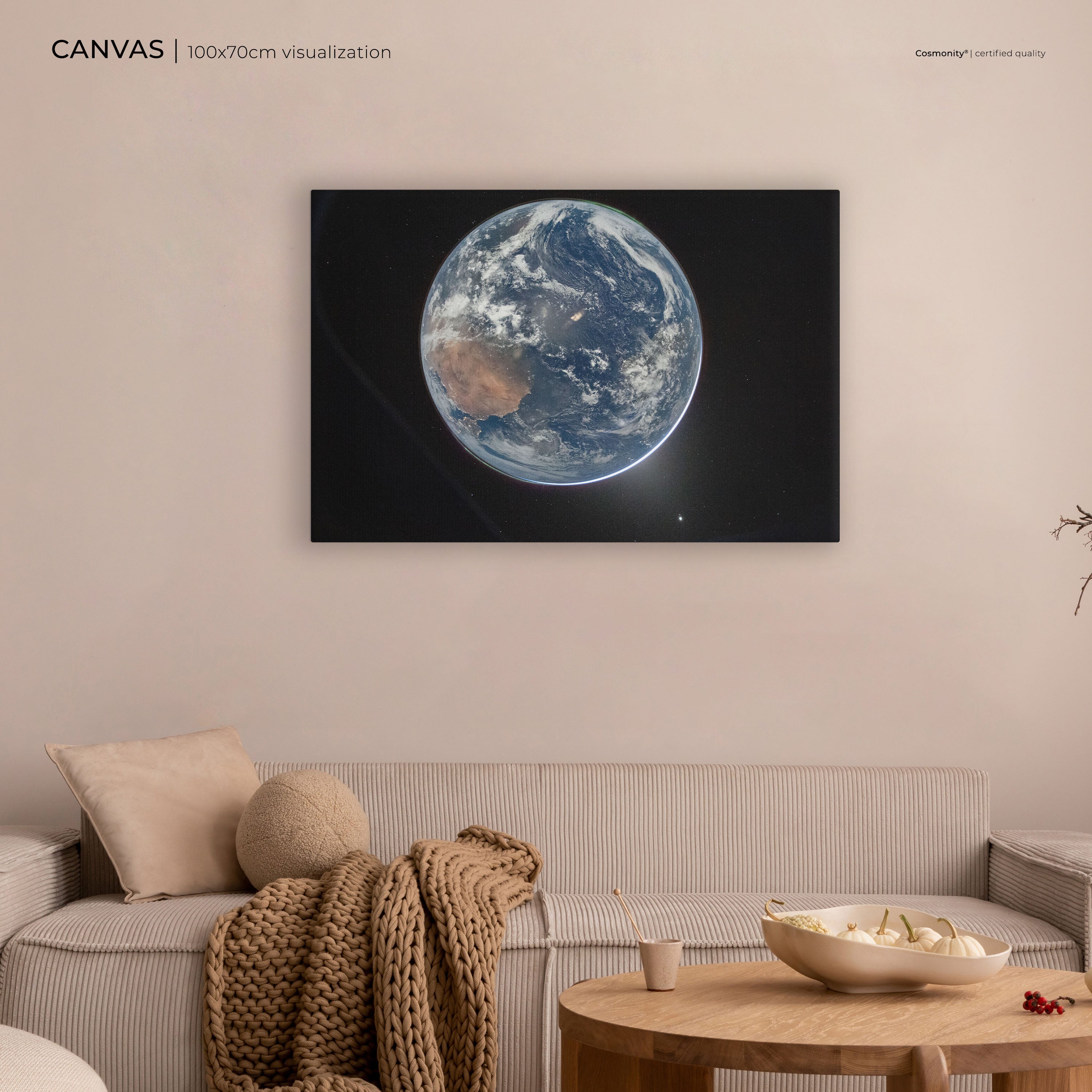 Earth by Artemis II canvas room visualization