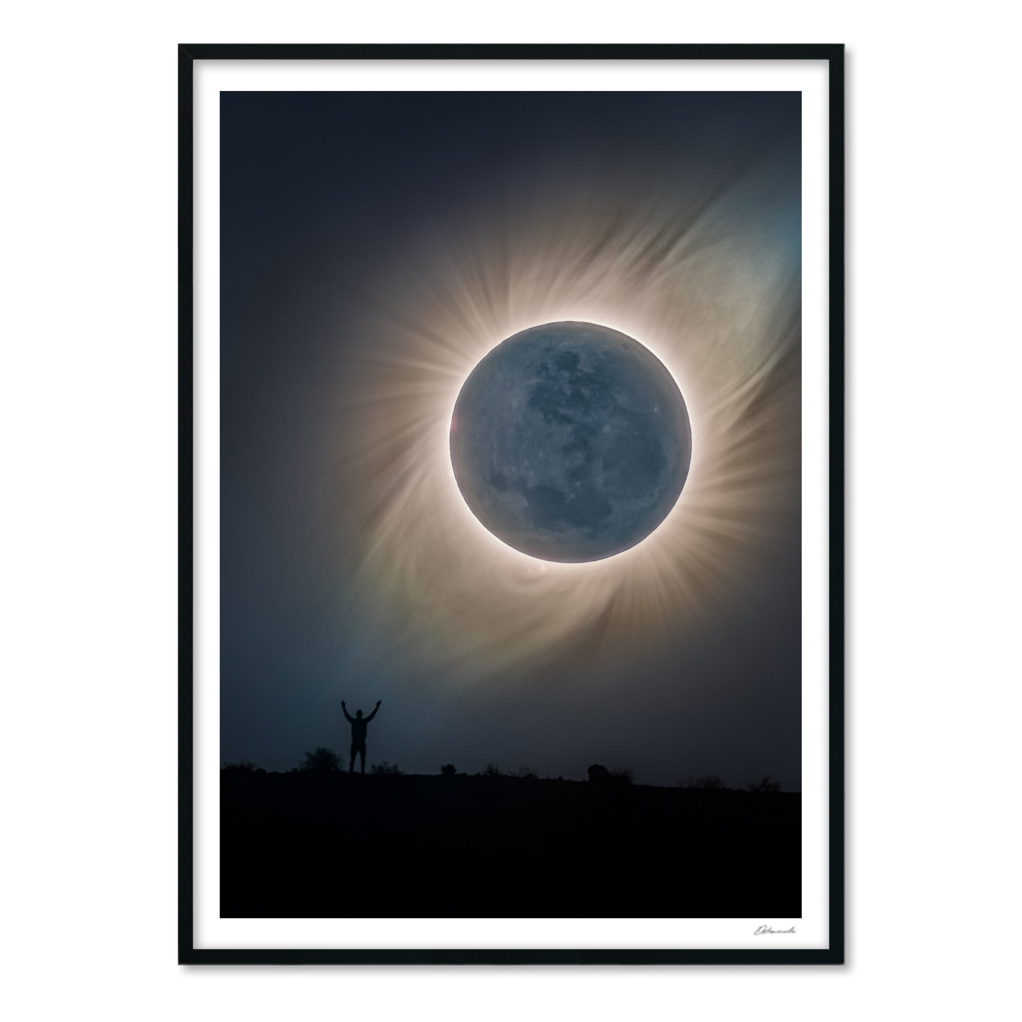 Man, Moon and Corona of the Sun - Total Solar Eclipse, 2nd July of 2019, Chile