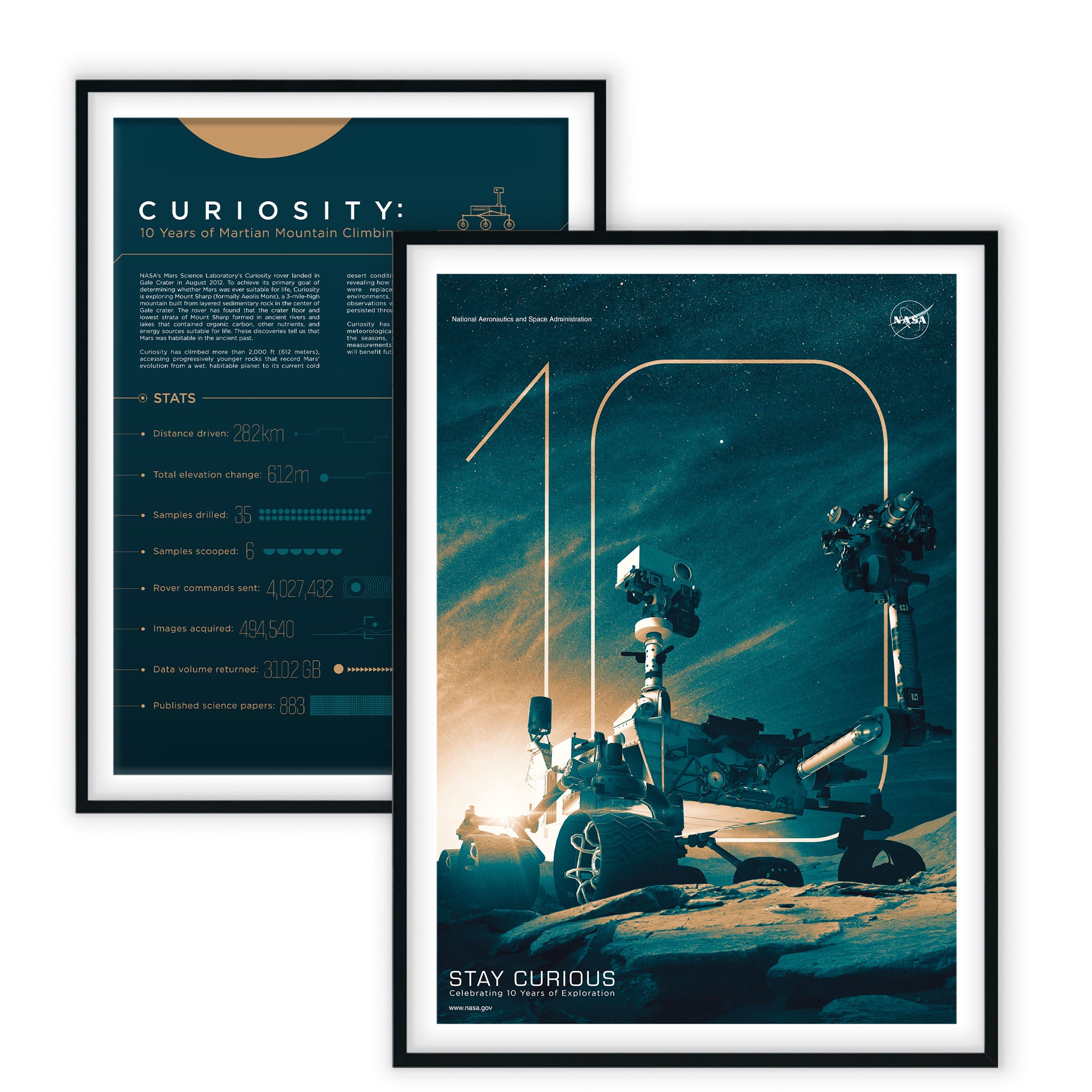 10 years of Curiosity on Mars, NASA Poster | Buy Print - Cosmonity.com ...
