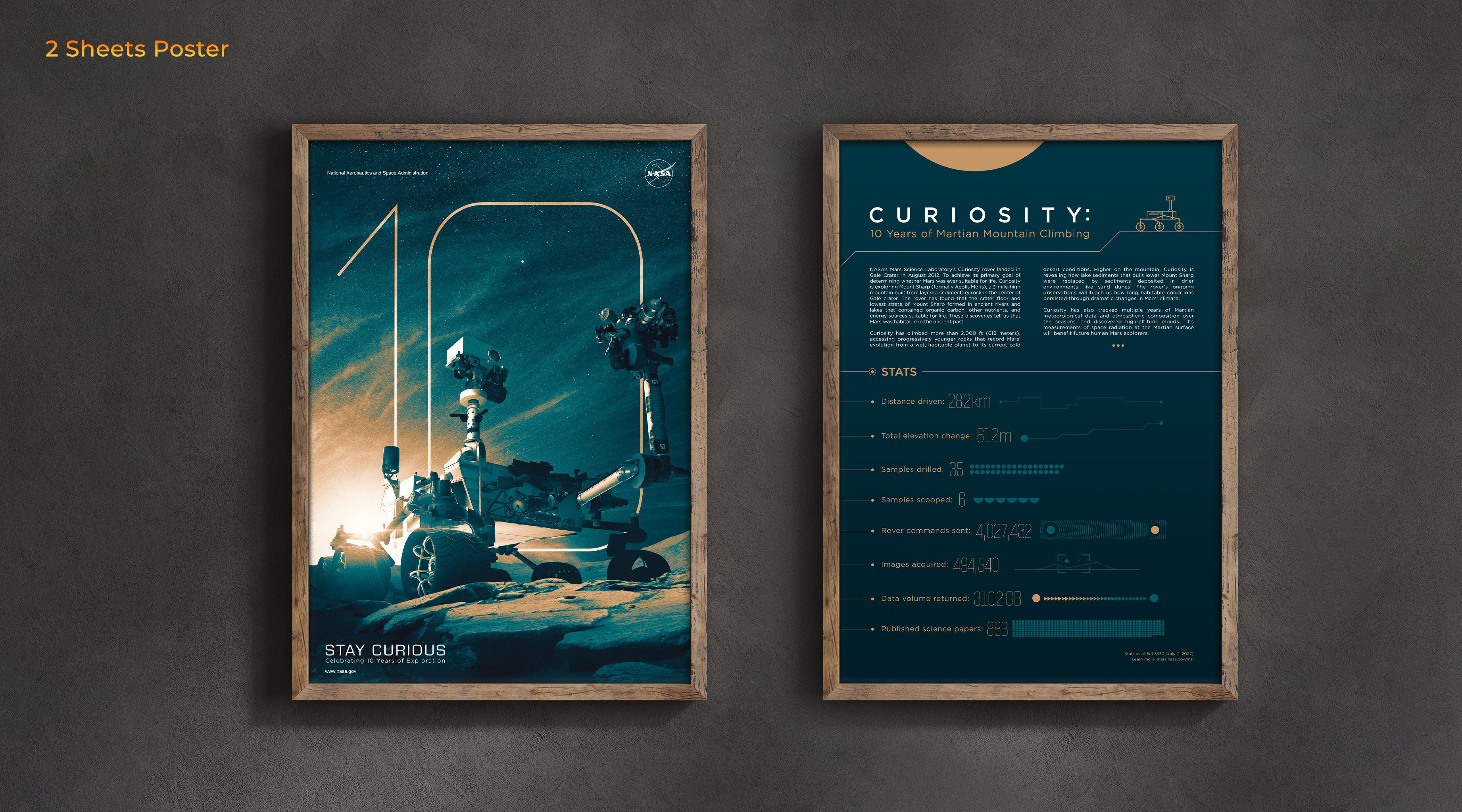 10 lat łazika Curiosity na Marsie - Zestaw plakatów NASA