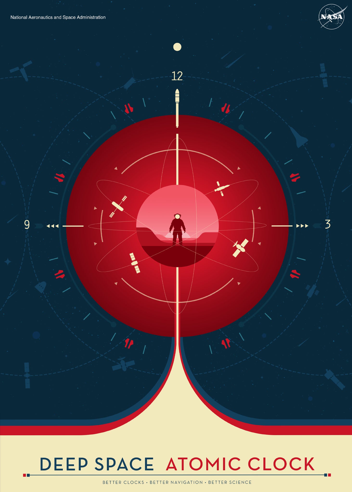 Atomic Clock Red - Plakat NASA