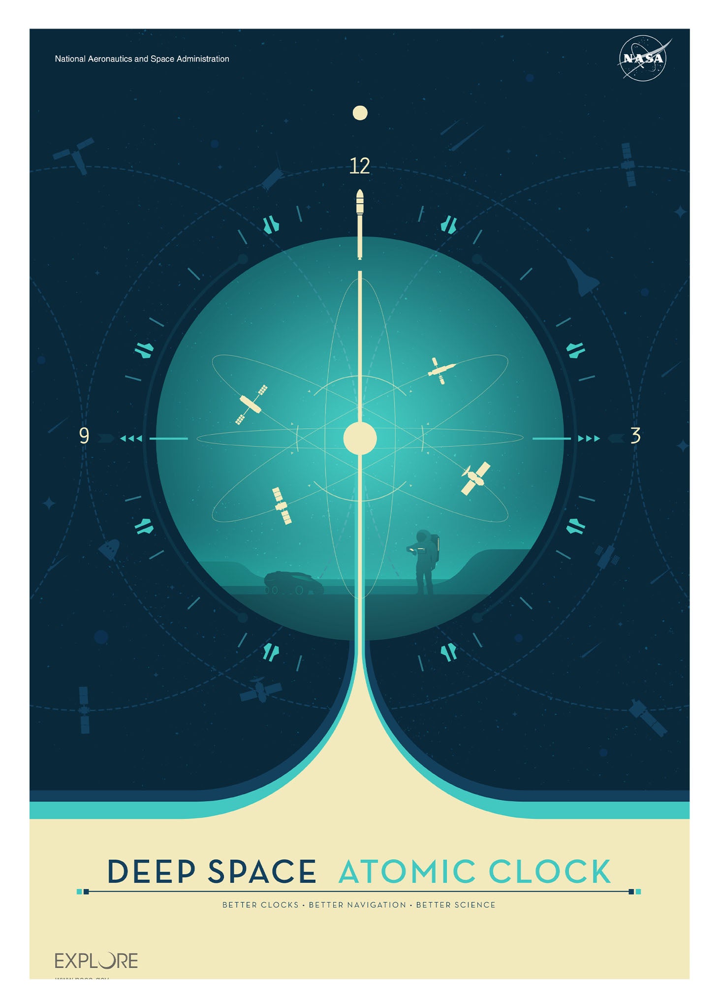 Atomic Clock Blue -  Plakat NASA