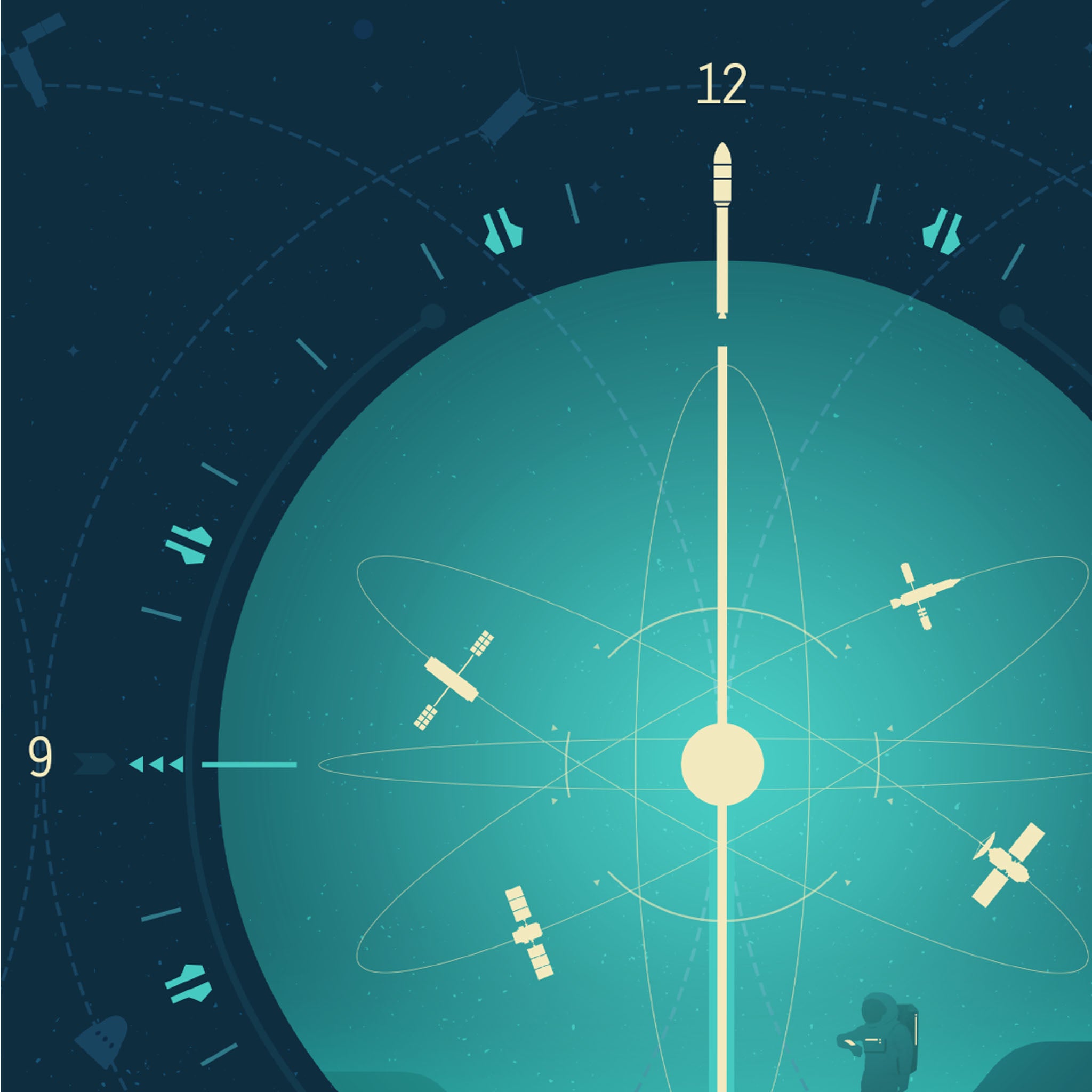 Atomic Clock Blue -  Plakat NASA